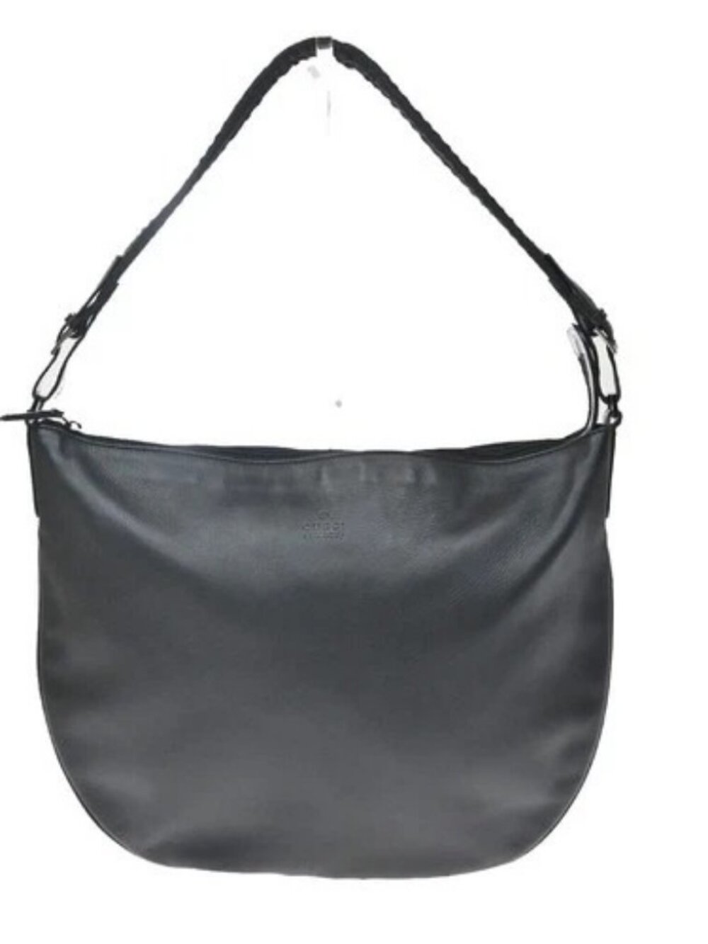 GUCCI Logo Shoulder Hobo Shoulder Bag Leather Black SHW Italy 38KD853